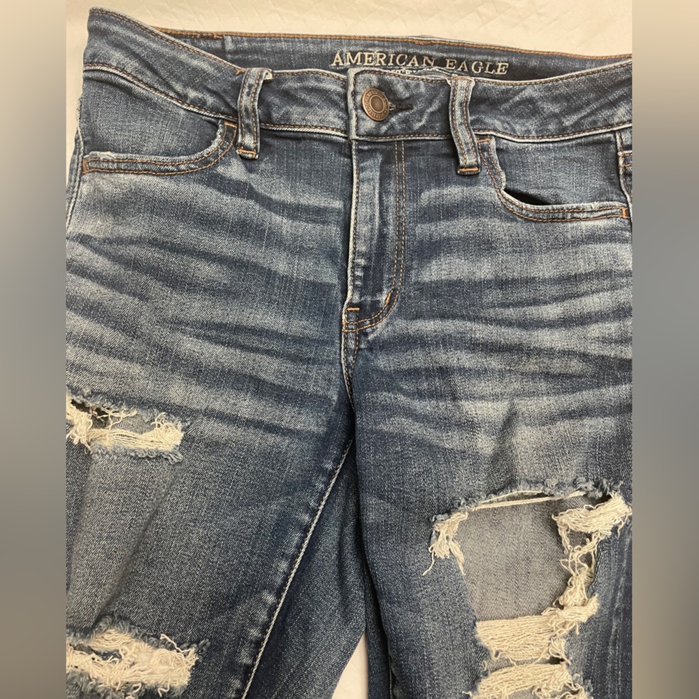 American Eagle Outfitters Women's Ripped Blue Boyfriend Jeans